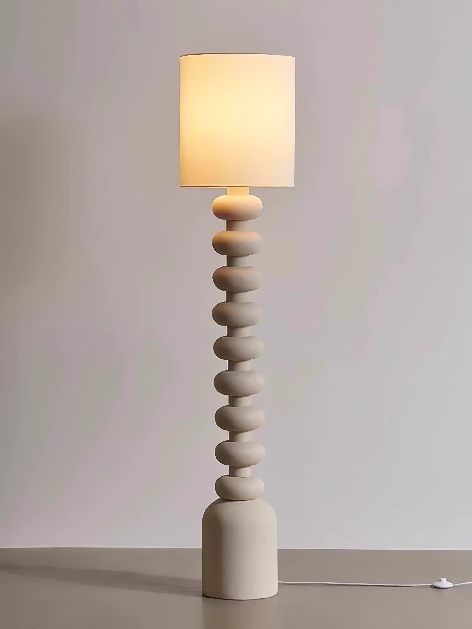 Leona Modern Textured Bubble Base Floor Lamp with White Cylindrical Drum Shade