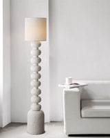 Leona Modern Textured Bubble Base Floor Lamp with White Cylindrical Drum Shade