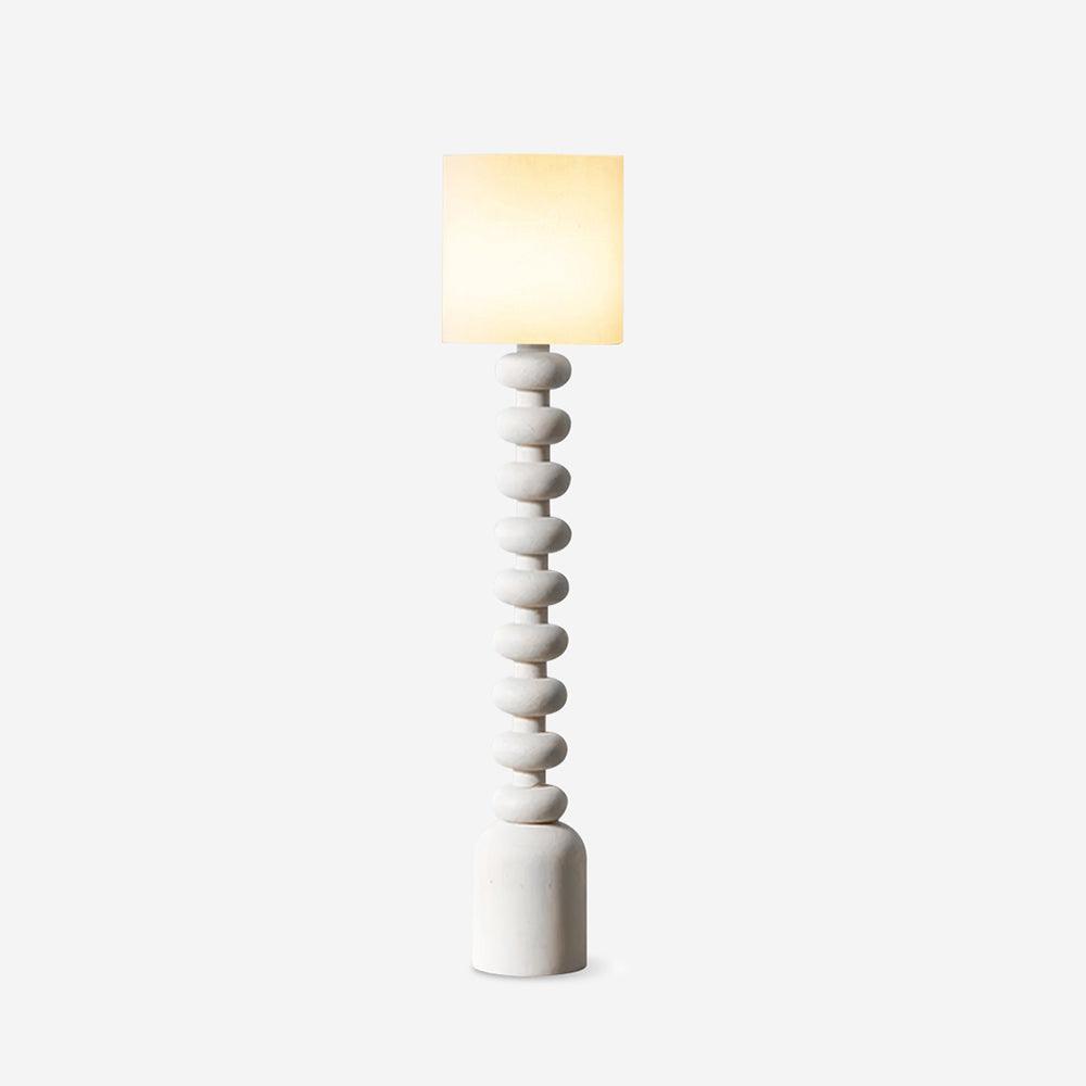 Leona Modern Textured Bubble Base Floor Lamp with White Cylindrical Drum Shade