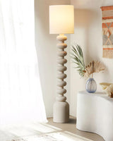 Leona Modern Textured Bubble Base Floor Lamp with White Cylindrical Drum Shade