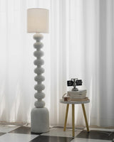 Leona Modern Textured Bubble Base Floor Lamp with White Cylindrical Drum Shade