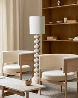 Leona Modern Textured Bubble Base Floor Lamp with White Cylindrical Drum Shade