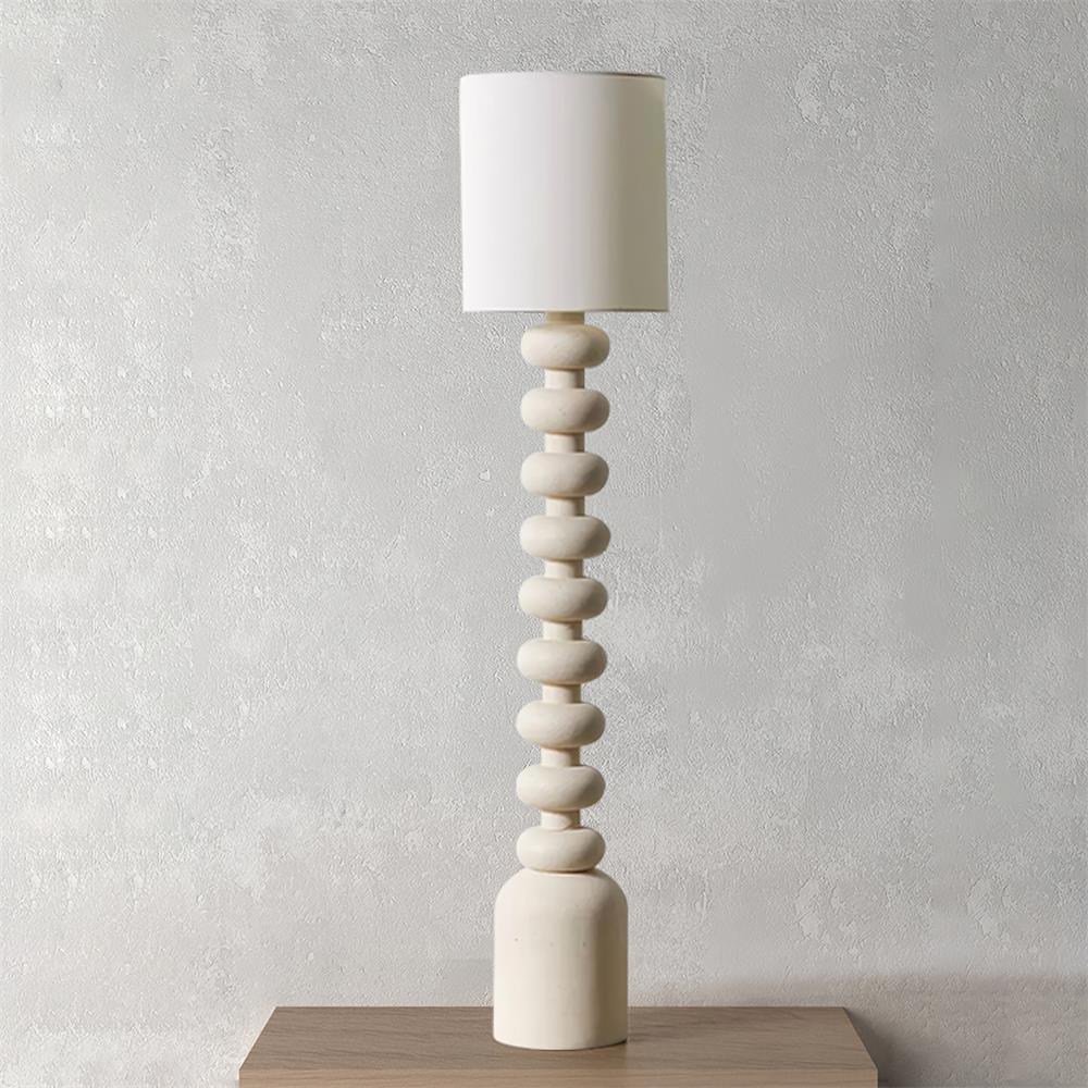Leona Modern Textured Bubble Base Floor Lamp with White Cylindrical Drum Shade