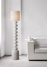 Leona Modern Textured Bubble Base Floor Lamp with White Cylindrical Drum Shade