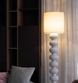 Leona Modern Textured Bubble Base Floor Lamp with White Cylindrical Drum Shade
