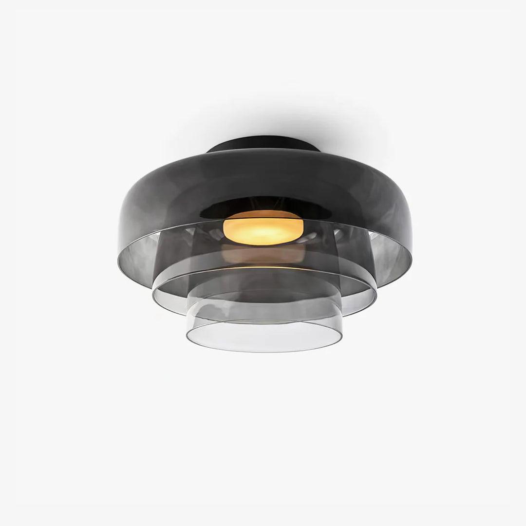 Modern Levels Layered Glass Flush Mount Ceiling Light with Integrated LED Multi Tier Design