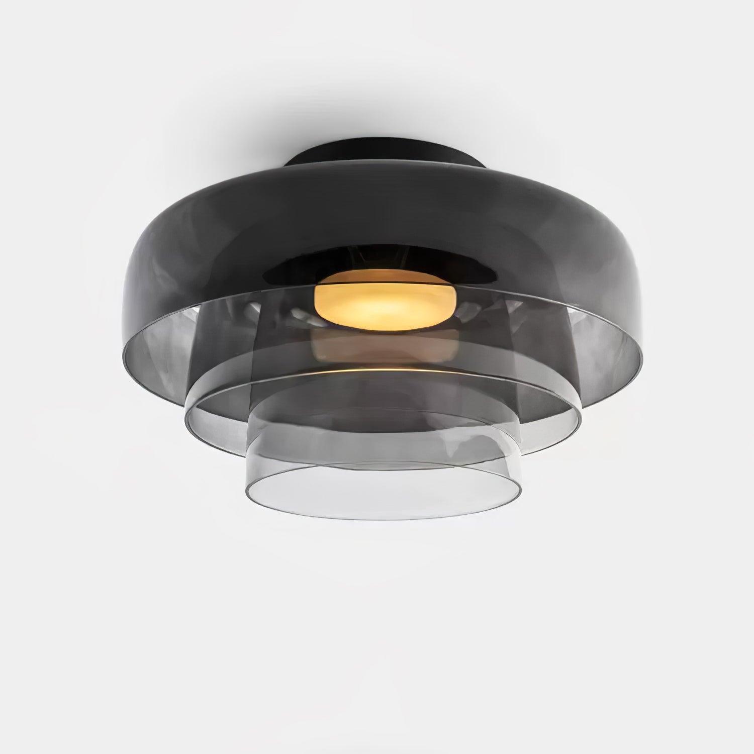 Modern Levels Layered Glass Flush Mount Ceiling Light with Integrated LED Multi Tier Design