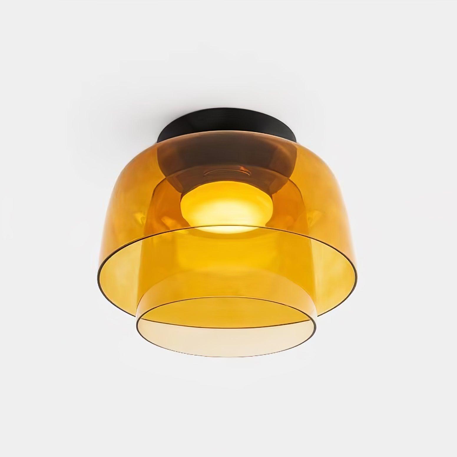Modern Levels Layered Glass Flush Mount Ceiling Light with Integrated LED Multi Tier Design