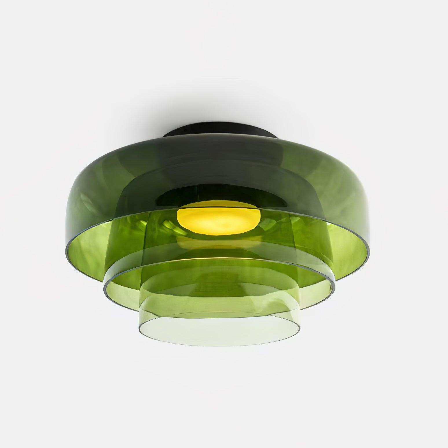 Modern Levels Layered Glass Flush Mount Ceiling Light with Integrated LED Multi Tier Design