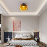 Modern Levels Layered Glass Flush Mount Ceiling Light with Integrated LED Multi Tier Design