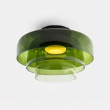 Modern Levels Layered Glass Flush Mount Ceiling Light with Integrated LED Multi Tier Design