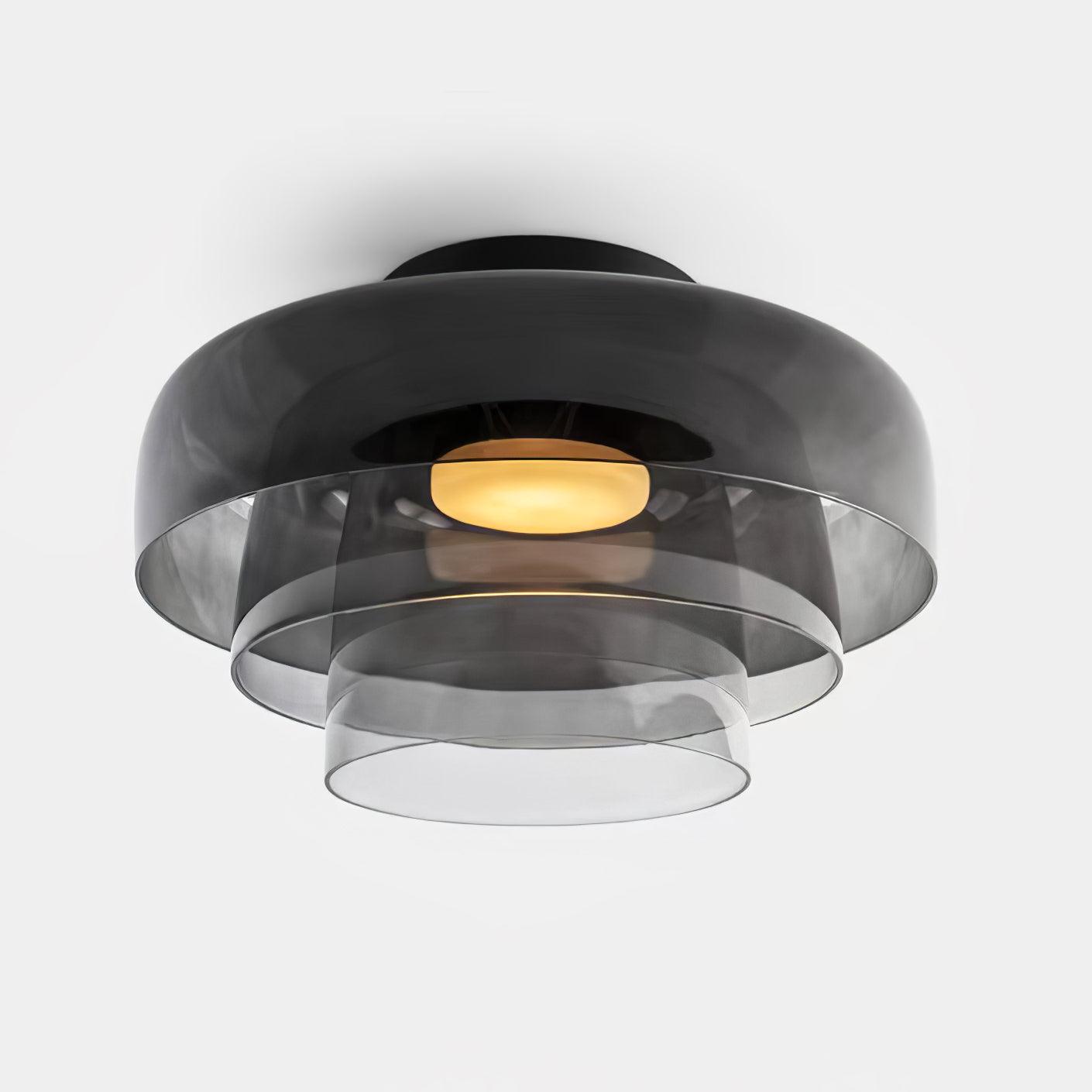 Modern Levels Layered Glass Flush Mount Ceiling Light with Integrated LED Multi Tier Design