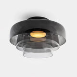 Modern Levels Layered Glass Flush Mount Ceiling Light with Integrated LED Multi Tier Design