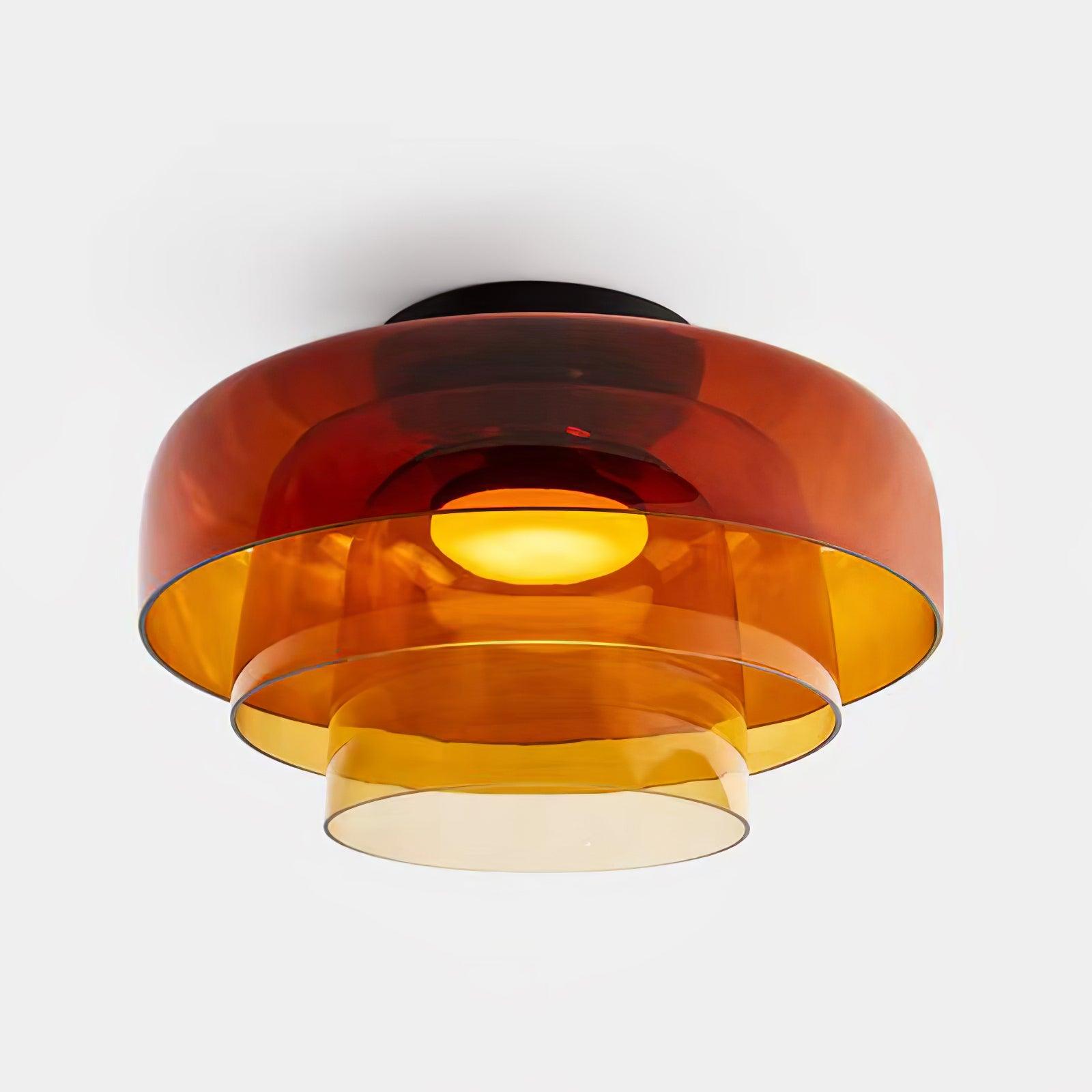 Modern Levels Layered Glass Flush Mount Ceiling Light with Integrated LED Multi Tier Design