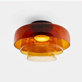Modern Levels Layered Glass Flush Mount Ceiling Light with Integrated LED Multi Tier Design