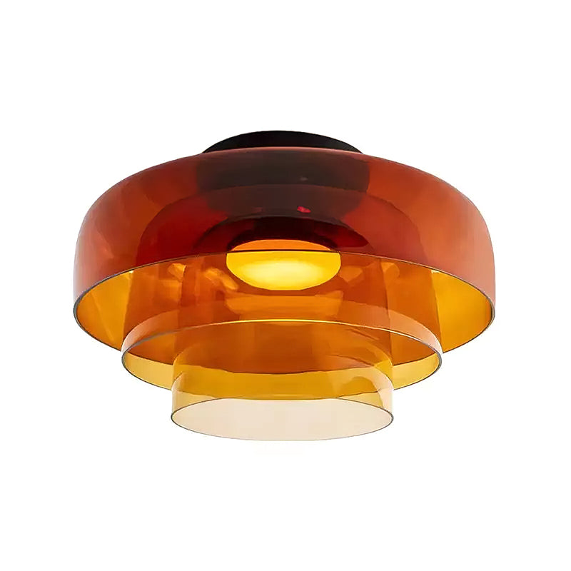 Modern Levels Layered Glass Flush Mount Ceiling Light with Integrated LED Multi Tier Design