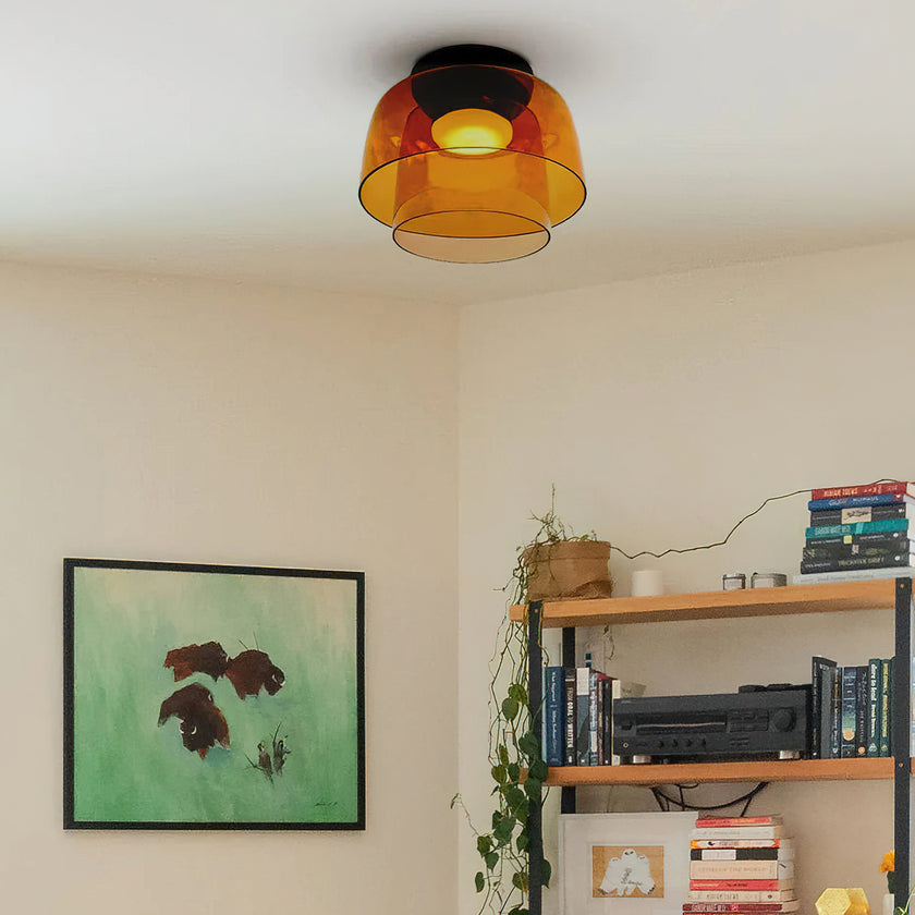 Modern Levels Layered Glass Flush Mount Ceiling Light with Integrated LED Multi Tier Design