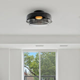 Modern Levels Layered Glass Flush Mount Ceiling Light with Integrated LED Multi Tier Design