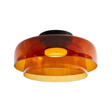Modern Levels Layered Glass Flush Mount Ceiling Light with Integrated LED Multi Tier Design
