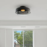 Modern Levels Layered Glass Flush Mount Ceiling Light with Integrated LED Multi Tier Design