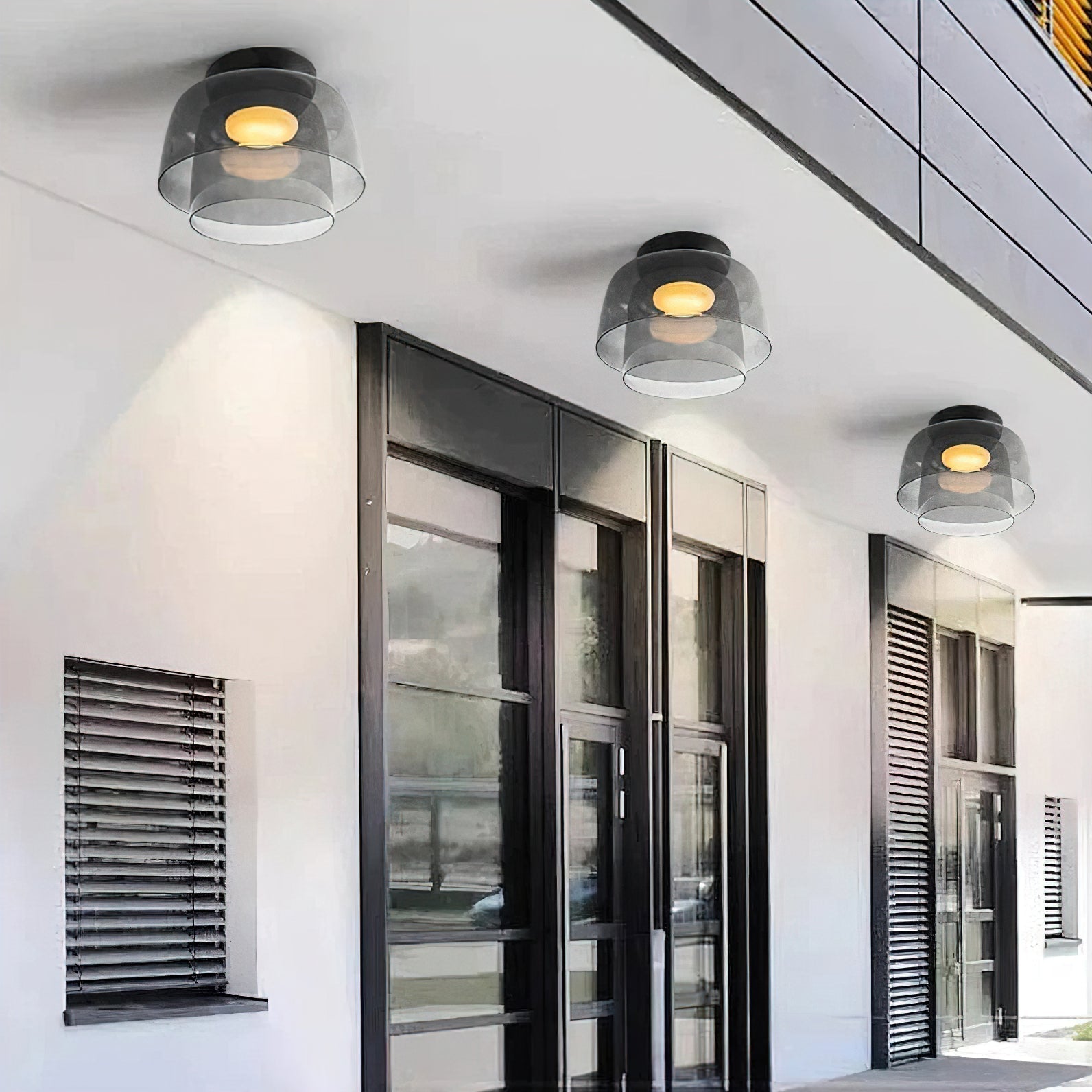 Modern Levels Layered Glass Flush Mount Ceiling Light with Integrated LED Multi Tier Design