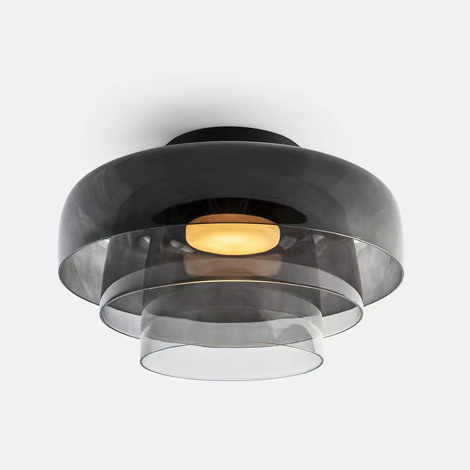 Modern Levels Layered Glass Flush Mount Ceiling Light with Integrated LED Multi Tier Design
