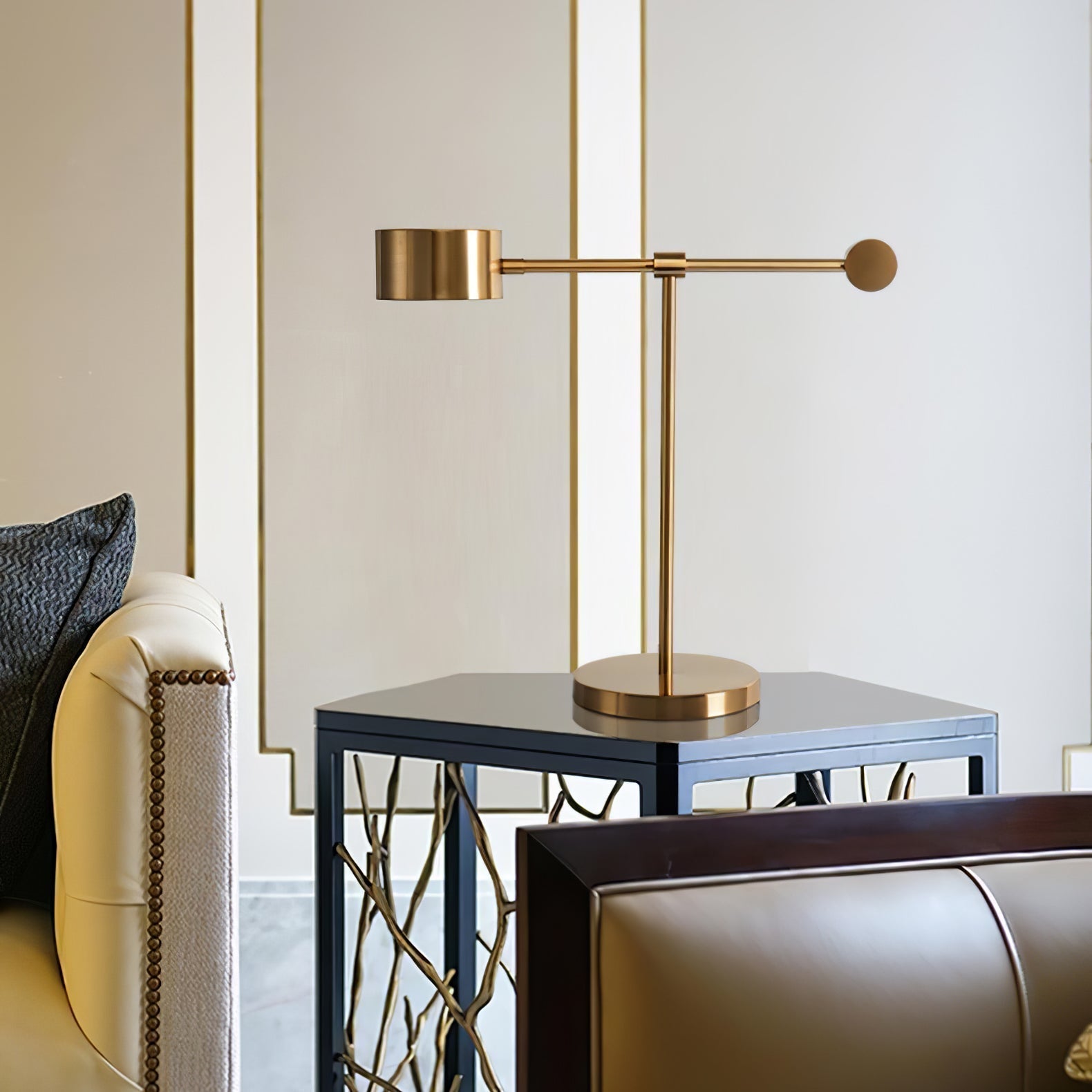 Modern Gold Metal Lever Desk Lamp for Office and Study Task Lighting