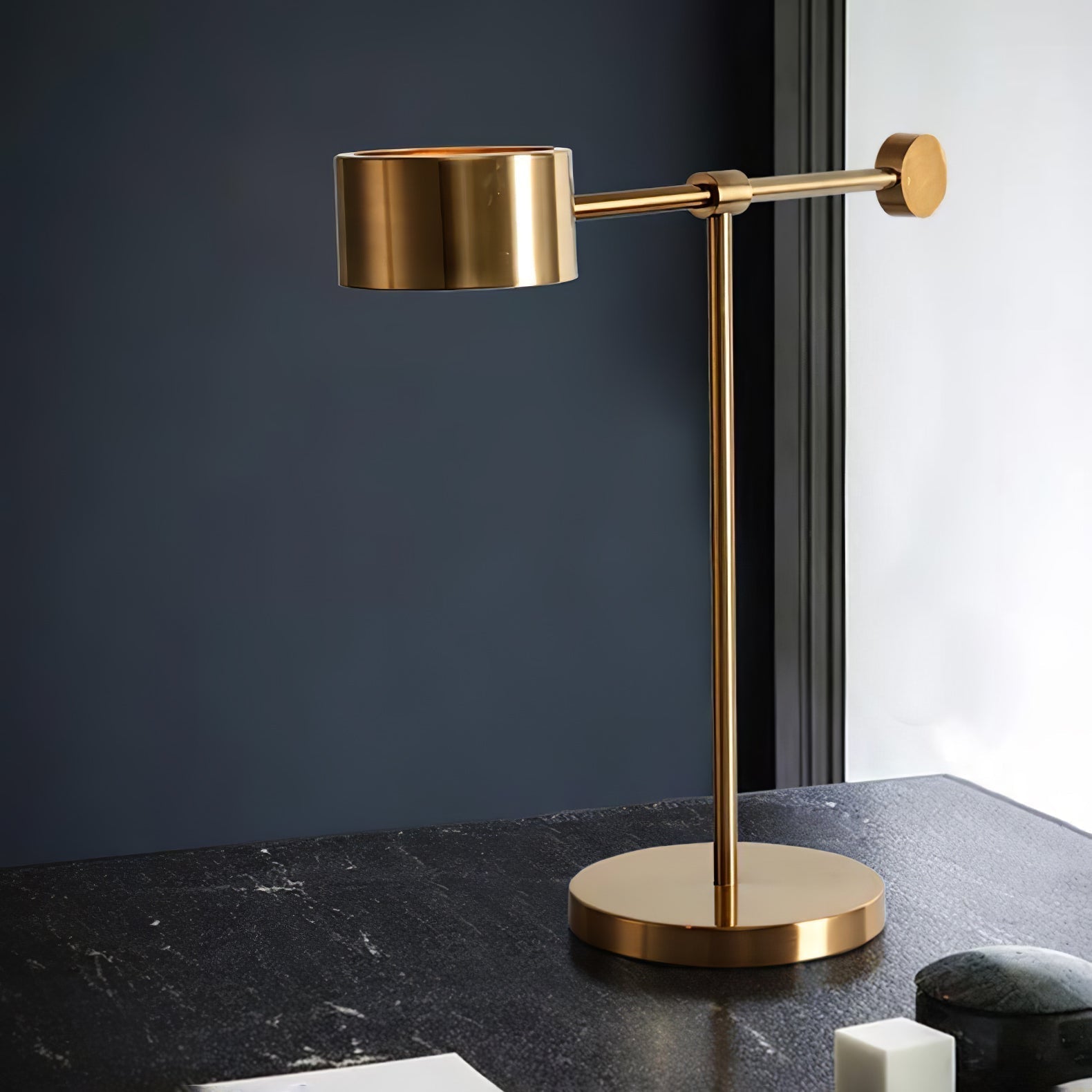 Modern Gold Metal Lever Desk Lamp for Office and Study Task Lighting