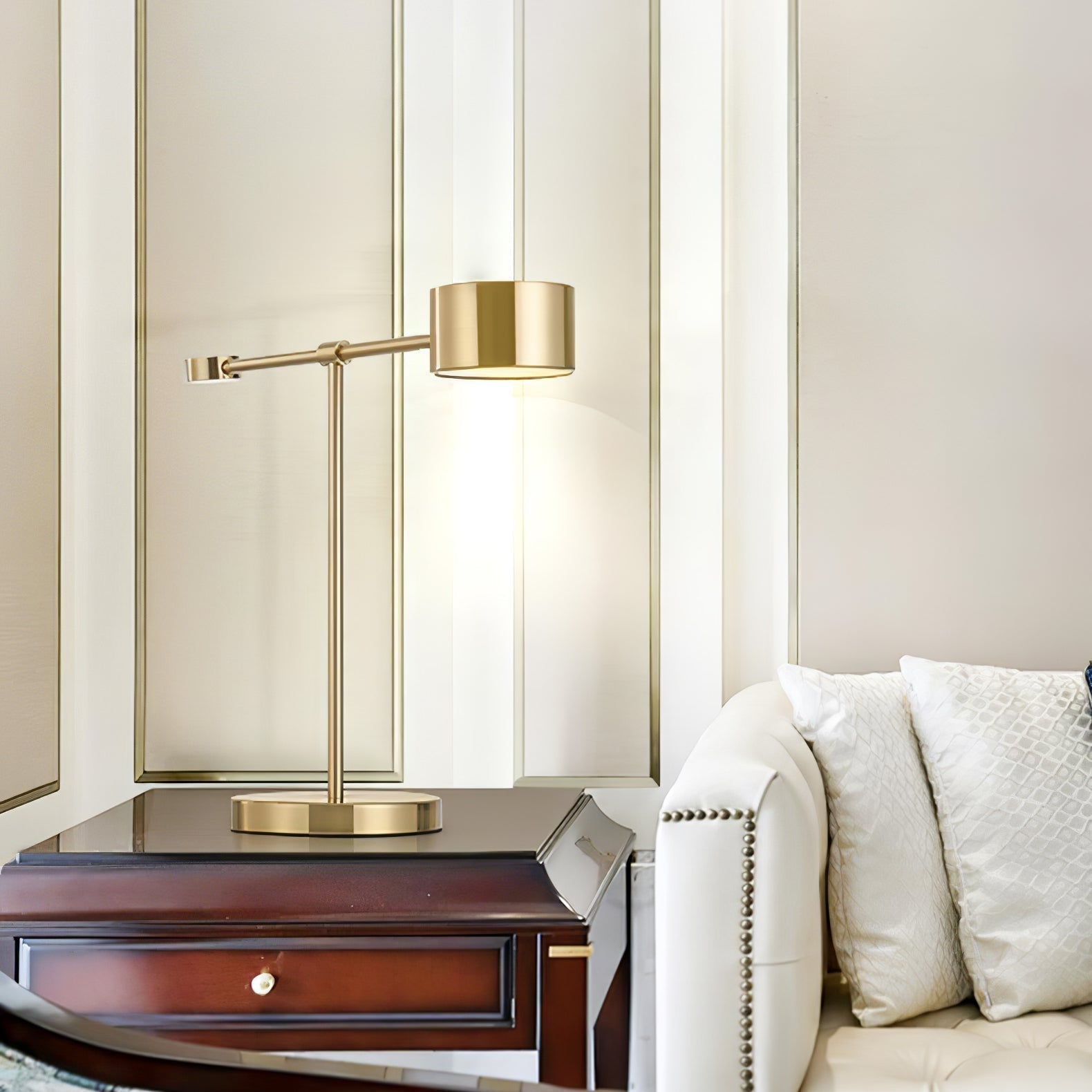 Modern Gold Metal Lever Desk Lamp for Office and Study Task Lighting