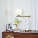 Lexi Contemporary Gold Marble Table Lamp with White Globe Glass Shade