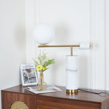 Lexi Contemporary Gold Marble Table Lamp with White Globe Glass Shade