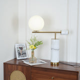 Lexi Contemporary Gold Marble Table Lamp with White Globe Glass Shade