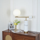 Lexi Contemporary Gold Marble Table Lamp with White Globe Glass Shade