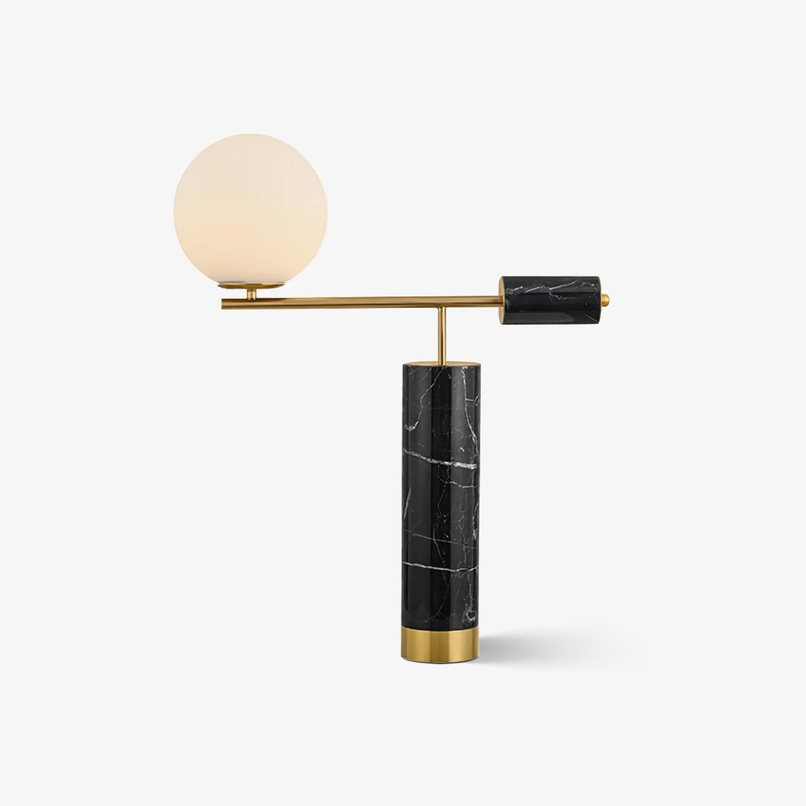 Lexi Contemporary Gold Marble Table Lamp with White Globe Glass Shade