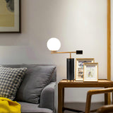 Lexi Contemporary Gold Marble Table Lamp with White Globe Glass Shade