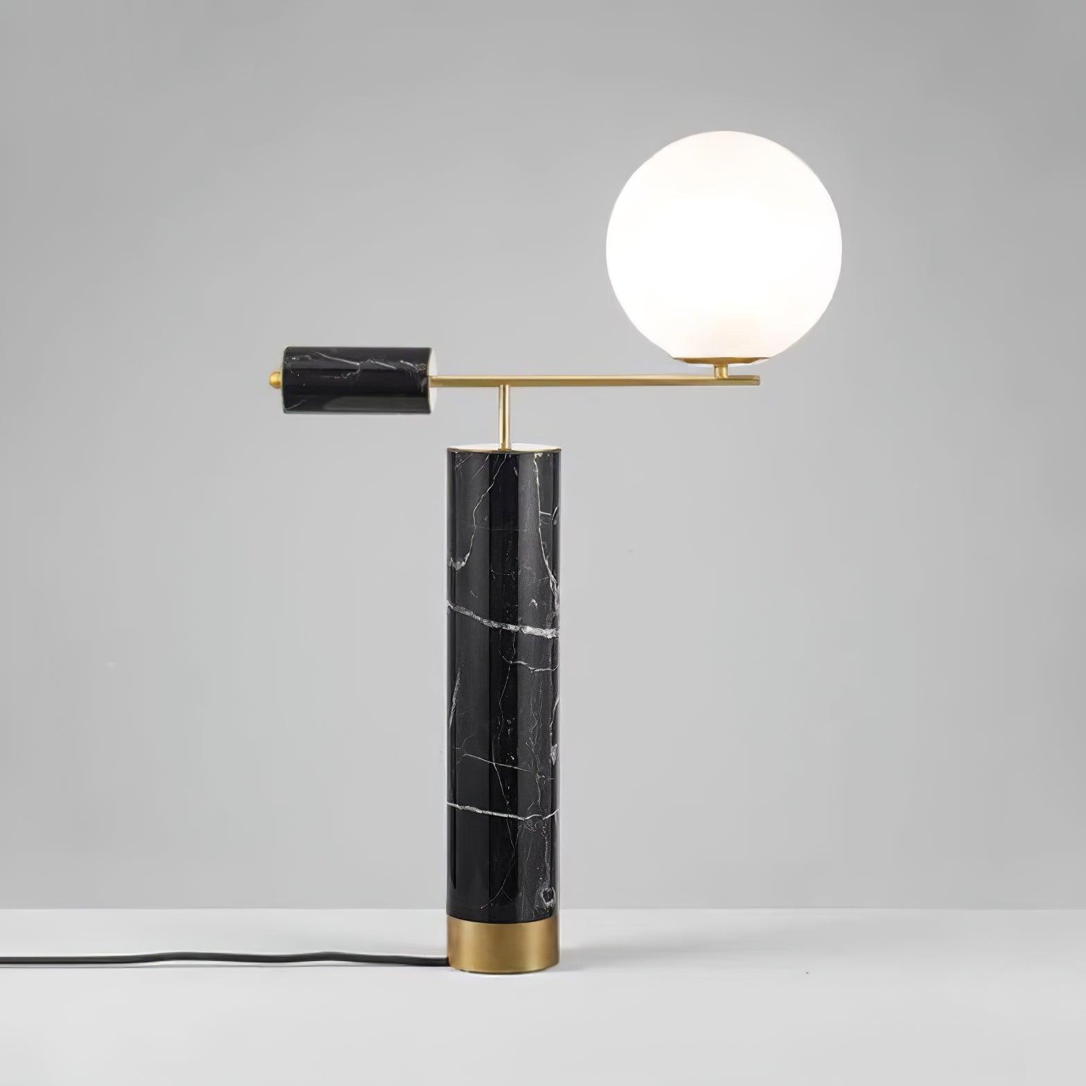 Lexi Contemporary Gold Marble Table Lamp with White Globe Glass Shade