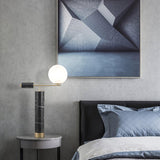 Lexi Contemporary Gold Marble Table Lamp with White Globe Glass Shade