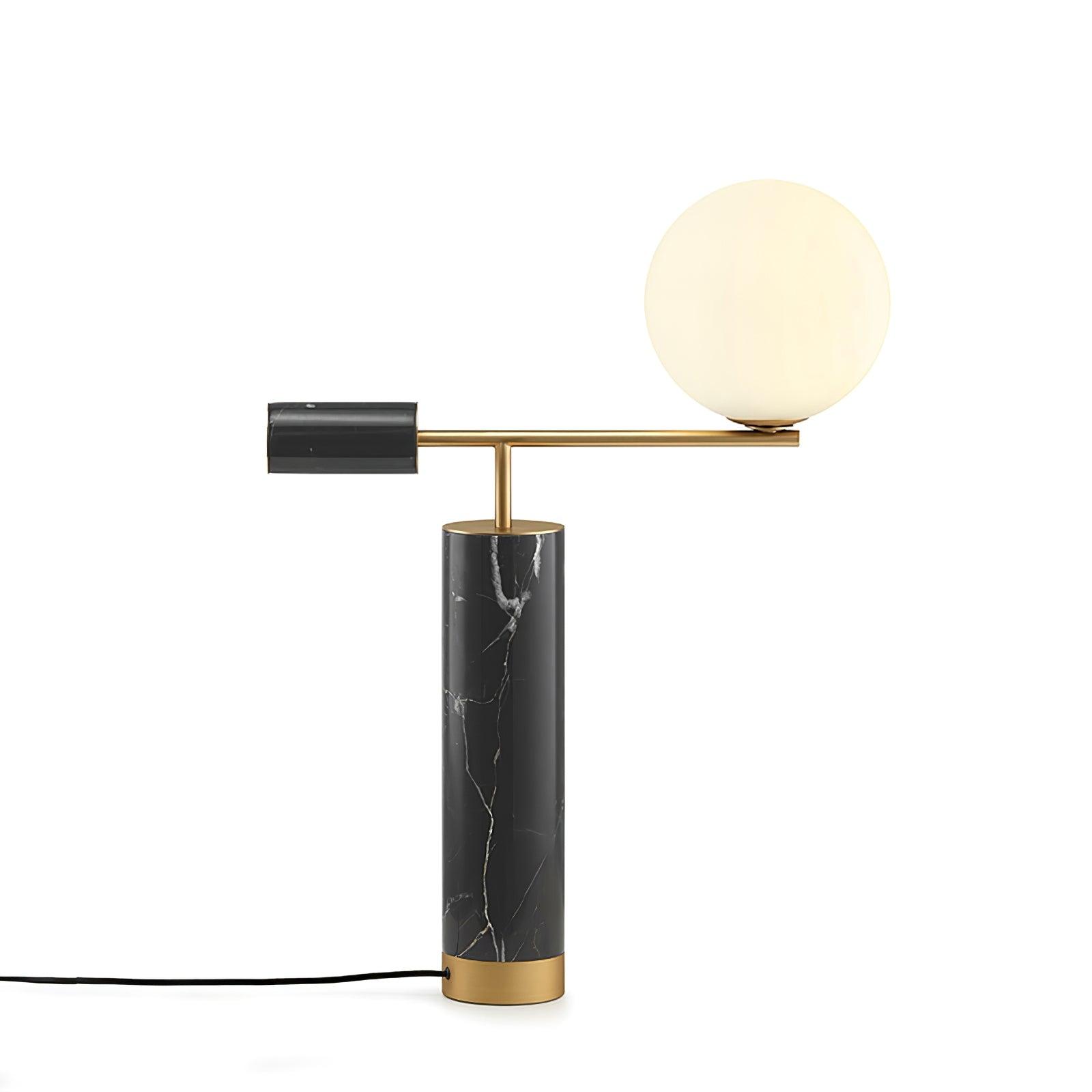 Lexi Contemporary Gold Marble Table Lamp with White Globe Glass Shade