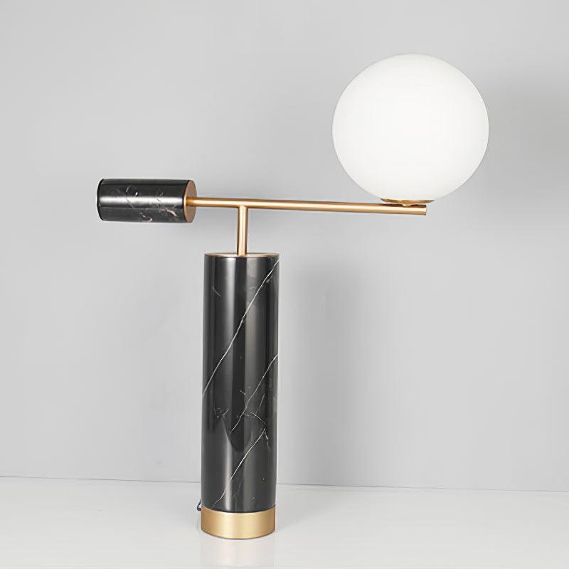 Lexi Contemporary Gold Marble Table Lamp with White Globe Glass Shade