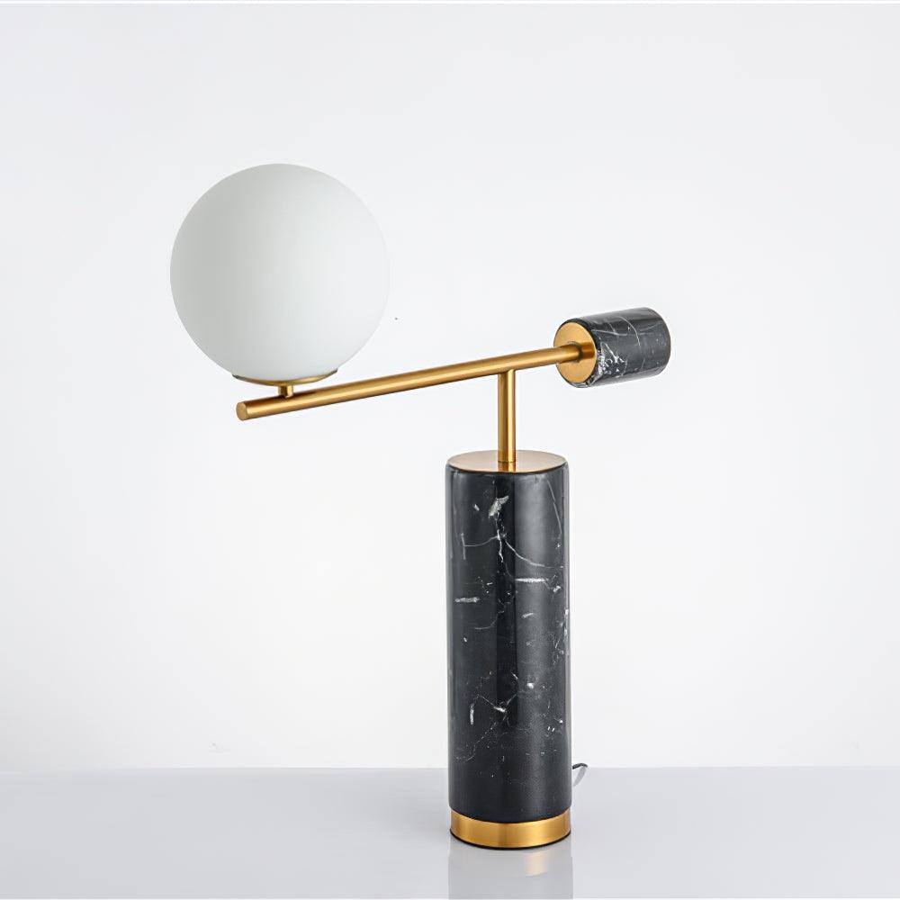Lexi Contemporary Gold Marble Table Lamp with White Globe Glass Shade