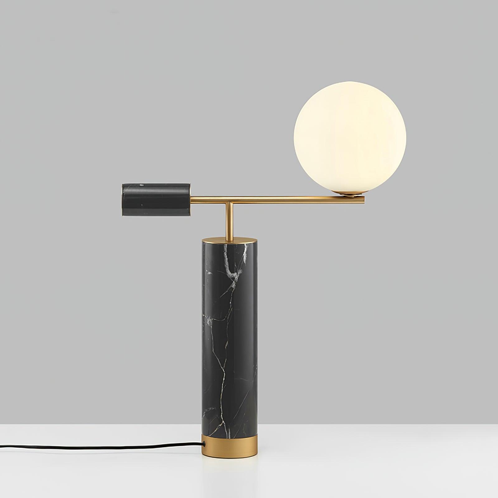 Lexi Contemporary Gold Marble Table Lamp with White Globe Glass Shade