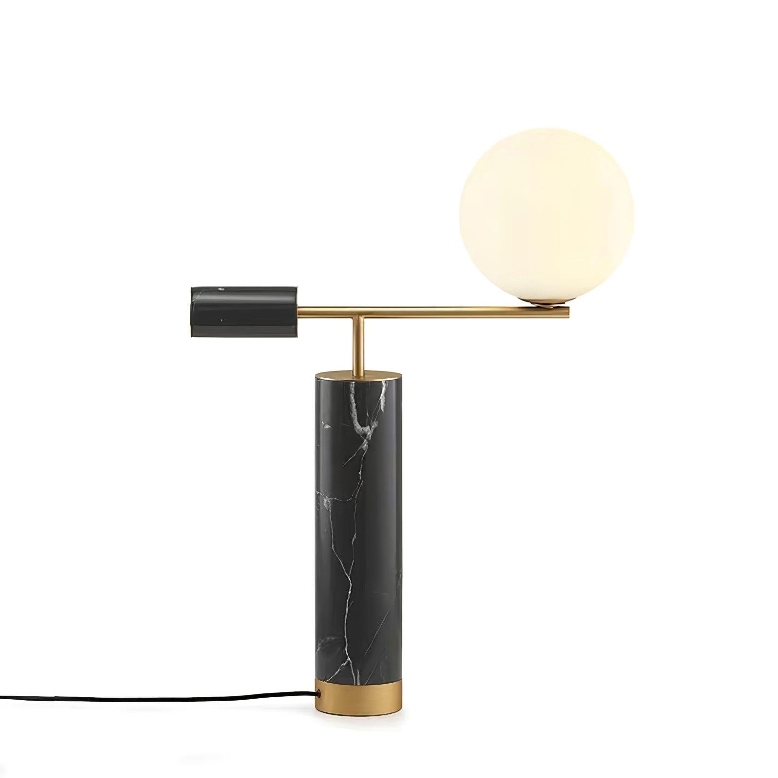 Lexi Contemporary Gold Marble Table Lamp with White Globe Glass Shade