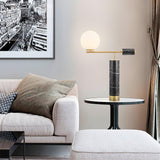 Lexi Contemporary Gold Marble Table Lamp with White Globe Glass Shade