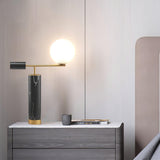 Lexi Contemporary Gold Marble Table Lamp with White Globe Glass Shade