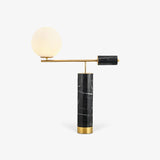 Lexi Contemporary Gold Marble Table Lamp with White Globe Glass Shade