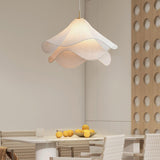 white-pleated-fabric-plug-in-pendant-light-gold-hardware-elegant-floral-hanging-lamp