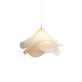 white-pleated-fabric-plug-in-pendant-light-gold-hardware-elegant-floral-hanging-lamp