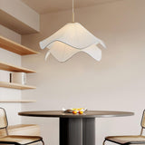white-pleated-fabric-plug-in-pendant-light-gold-hardware-elegant-floral-hanging-lamp