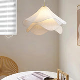 white-pleated-fabric-plug-in-pendant-light-gold-hardware-elegant-floral-hanging-lamp
