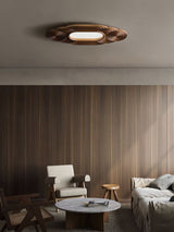 Modern Organic Wood LED Ceiling Lamp Minimalist Flush Mount Fixture